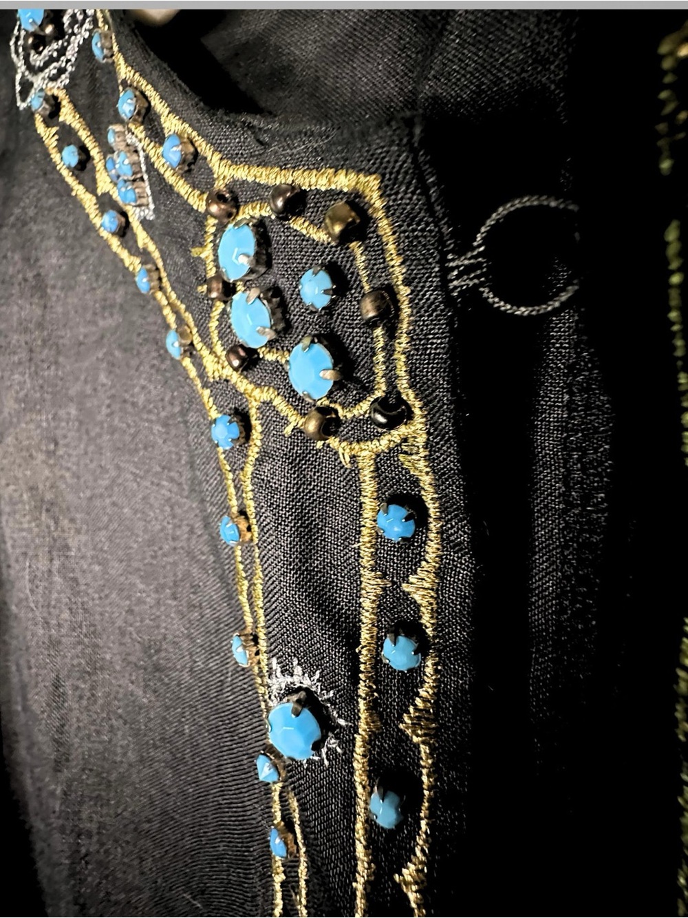 Black Embroidered Tunic with Teal Accents